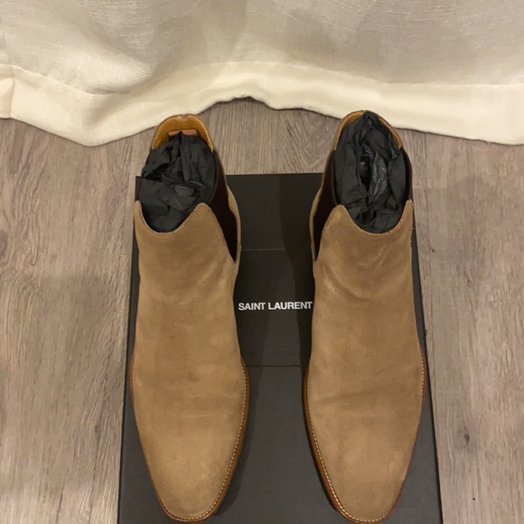MENS YSL WYATT 30 Chelsea Boots tan/beige size 41 - Picture 5 of 10